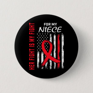 Badge Rond 5 Cm Allez Rouge Son Combat Nièce Maladie Cardiaque Sen