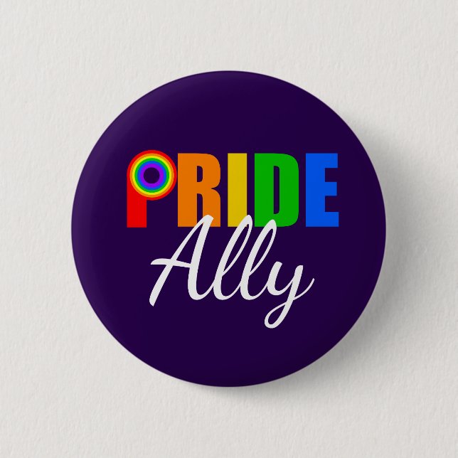 Badge Rond 5 Cm Alliance arc-en-ciel gay pride Ally LGBTQ (Devant)
