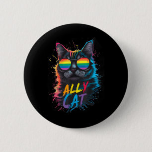 Badge Rond 5 Cm Allié LGBT Chat Être Gentil Arc-en-ciel Gay Drôle 