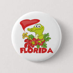 Badge Rond 5 Cm Alligator de la Floride