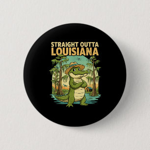 Badge Rond 5 Cm Alligator de Louisiane drôle Rétro Faune Voyage Ba