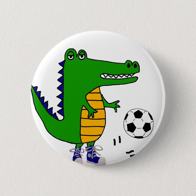 Badge Rond 5 Cm Alligator mignon jouant la bande dessinée du (Devant)