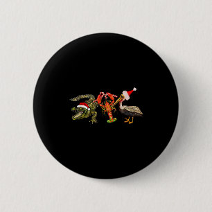 Badge Rond 5 Cm Alligator Pelican Écrevisse Noël Drôle de Fête