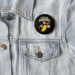 Badge Rond 5 Cm Allons Bananes Baseball Rétro Banane Drôle