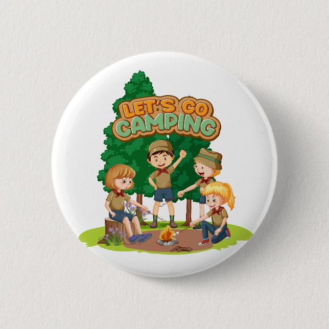Badge Rond 5 Cm Allons camper  (Devant)