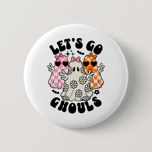 Badge Rond 5 Cm Allons Gouls Halloween Ghost Floral Mer Éffrayante