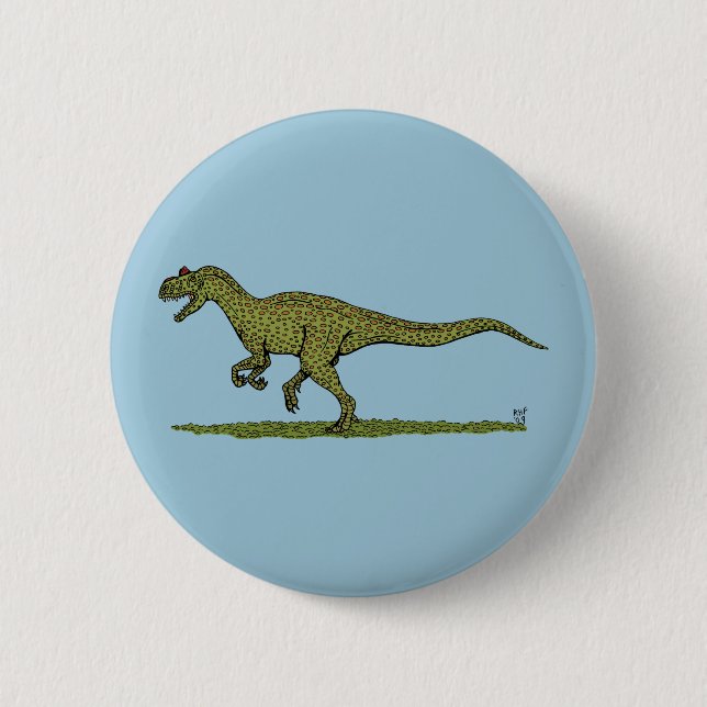 Badge Rond 5 Cm Allosaurus de Dinosaure Jurassique (Devant)