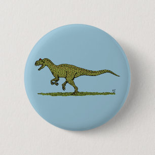 Badge Rond 5 Cm Allosaurus de Dinosaure jurassique
