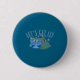 Badge Rond 5 Cm Allumons-Nous Chrismukkah Hanukkah Noël à assortir