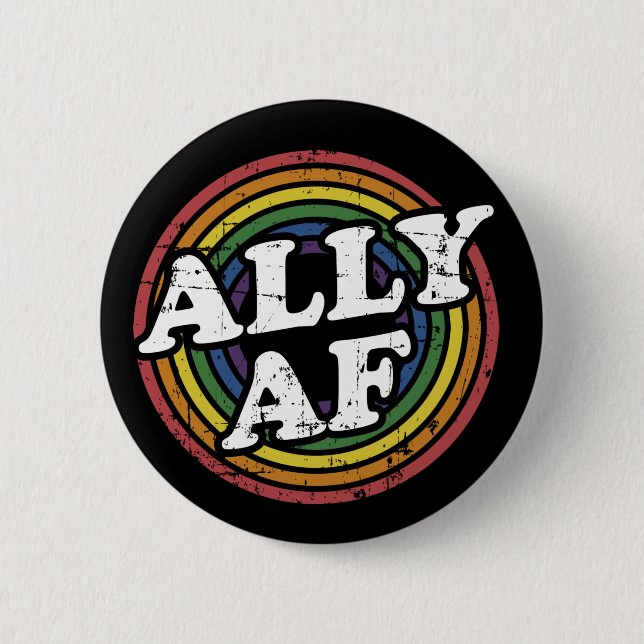 Badge Rond 5 Cm Ally AF rainbow flag pour LGBT Pride mois Support (Devant)