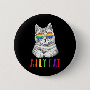 Badge Rond 5 Cm Ally Cat LGBT Gay Rainbow Pride Drapeaux Hommes