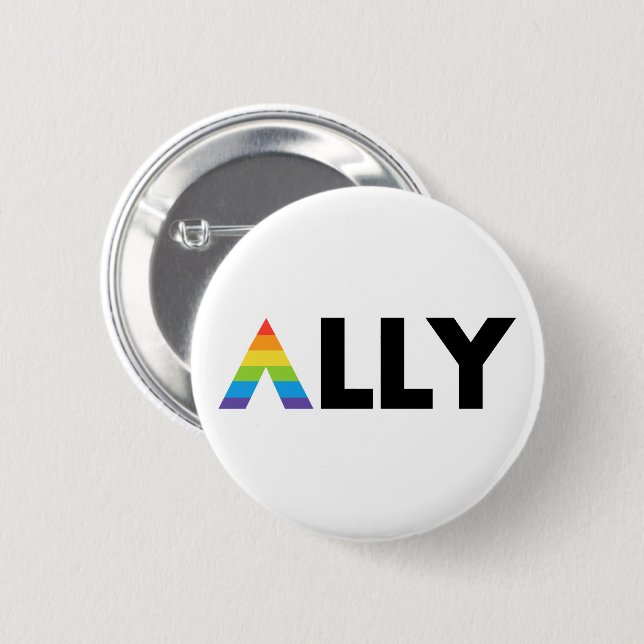 Badge Rond 5 Cm Ally droit LGBTQ Rainbow LGBT (Devant & derrière)