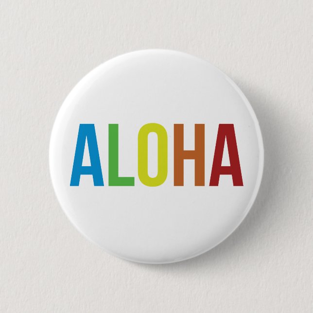 Badge Rond 5 Cm Aloha arc-en-ciel (Devant)