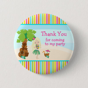 Badge Rond 5 Cm Aloha Cute Blonde Coiffeuse 'Merci d'être venue'
