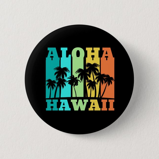 Badge Rond 5 Cm Aloha Hawaï (Devant)