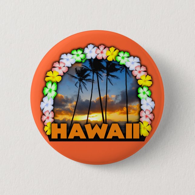 Badge Rond 5 Cm Aloha Hawaï (Devant)