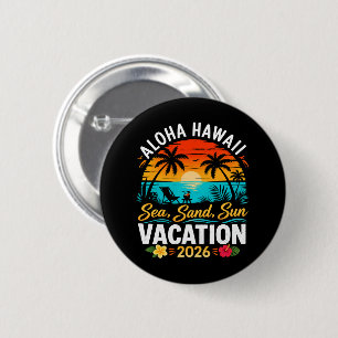 Badge Rond 5 Cm Aloha Hawaï Mer Sable Soleil 2026