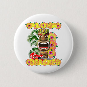 Badge Rond 5 Cm Aloha Hawaïen drôle tropical Tiki de plages