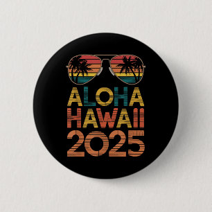 Badge Rond 5 Cm Aloha Hawaii 2025 Parfait Pour Voyage D'Été Plage 
