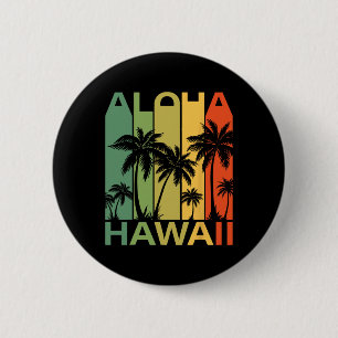 Badge Rond 5 Cm Aloha Hawaii Palmier Tropical Île Hawaïenne Re