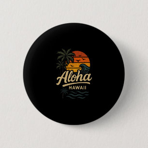 Badge Rond 5 Cm Aloha Hawaii Plage Été Surf Rétro 70s 