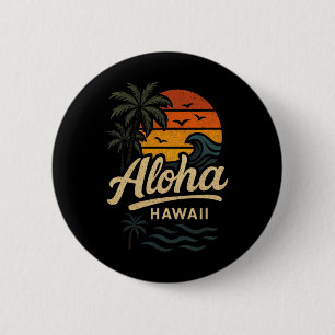 Badge Rond 5 Cm Aloha Hawaii Plage Été Surf Rétro 70s
