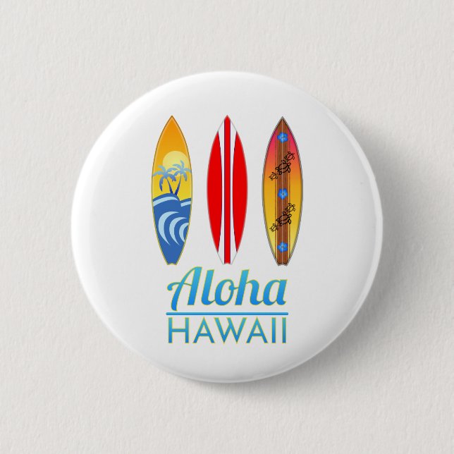 Badge Rond 5 Cm Aloha Hawaii Surf boards (Devant)