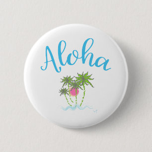 Badge Rond 5 Cm Aloha Plages Hawaii Style été