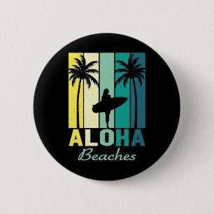 Badge Rond 5 Cm Aloha Plages Surfer Girl Hawaii Vintage Hawaii
