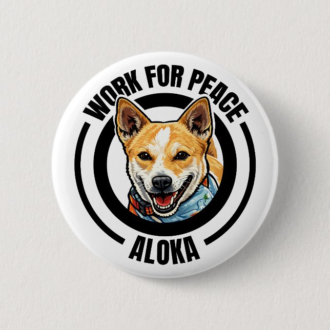 Badge Rond 5 Cm Aloka Dog Walk For Peac (Devant)