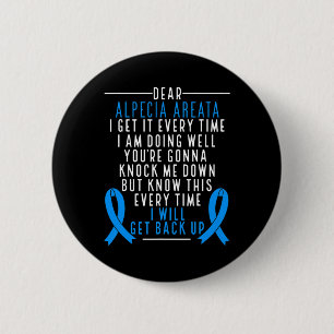 Badge Rond 5 Cm Alopecia Areata Awareness Je reviendrai Cheveux