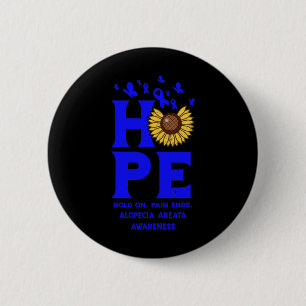 Badge Rond 5 Cm Alopecia Areata Blue Hope Vintage Sunflower Award
