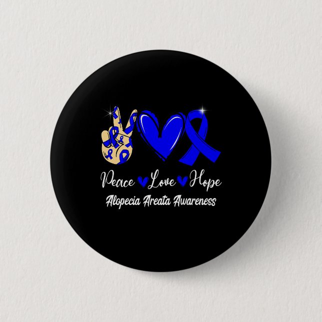 Badge Rond 5 Cm Alopecia Areata Sensibilisation Paix Aimer Hope Bl (Devant)