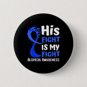 Badge Rond 5 Cm Alopecia Sensibilisation Blue Ribbon Hope Family F