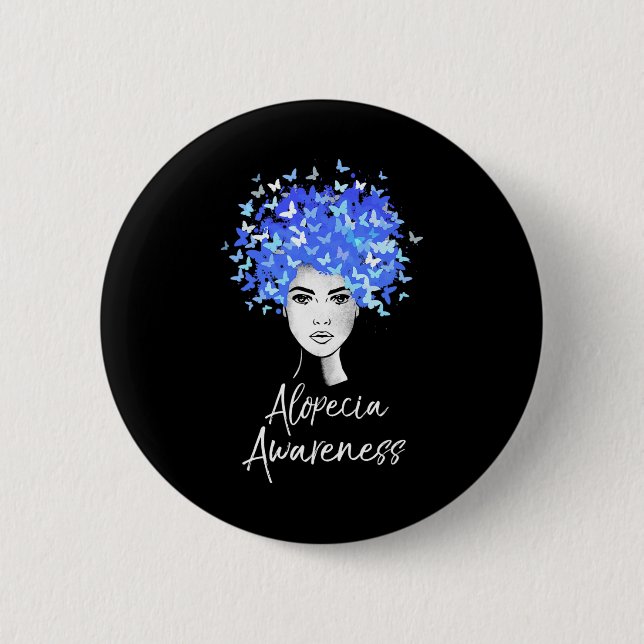Badge Rond 5 Cm Alopecia Sensibilisation Papillons Cadeau (Devant)