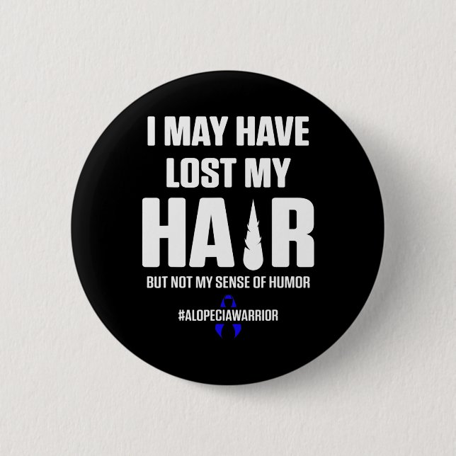 Badge Rond 5 Cm Alopecia Sensibilisation Perte de cheveux Guerrier (Devant)