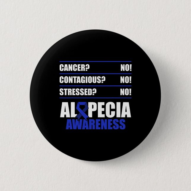 Badge Rond 5 Cm Alopecia Sensibilisation Perte de cheveux Guerrier (Devant)