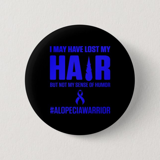 Badge Rond 5 Cm Alopecia Sensibilisation Perte de cheveux Guerrier (Devant)
