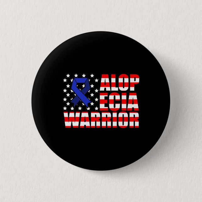 Badge Rond 5 Cm Alopecia Sensibilisation Perte de cheveux Guerrier (Devant)