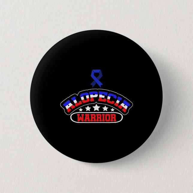 Badge Rond 5 Cm Alopecia Sensibilisation Perte de cheveux Guerrier (Devant)