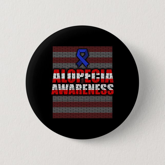 Badge Rond 5 Cm Alopécie Sensibilisation Perte de cheveux Guerrier (Devant)