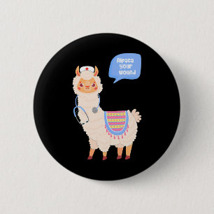 Badge Rond 5 Cm Alpaca votre blessure mignonne Llama soins blessur