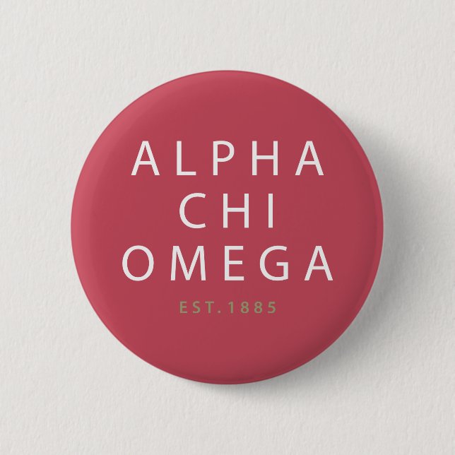 Badge Rond 5 Cm Alpha Chi Omega | Établi en 1885 (Devant)