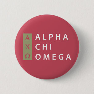 Badge Rond 5 Cm Alpha logo empilé par d'Omega de Chi