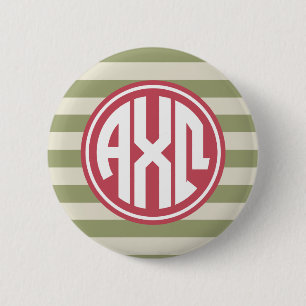 Badge Rond 5 Cm Alpha motif de rayure de monogramme d'Omega de