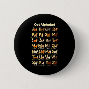 Badge Rond 5 Cm Alphabet de chat drôle amateur de chaton enseignan