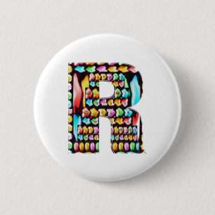 BADGE ROND 5 CM ALPHABET DE RRR ALPHAR