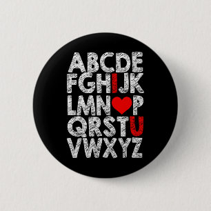 Badge Rond 5 Cm Alphabet J'aime Graphique Avec Cœur Surbrillance V