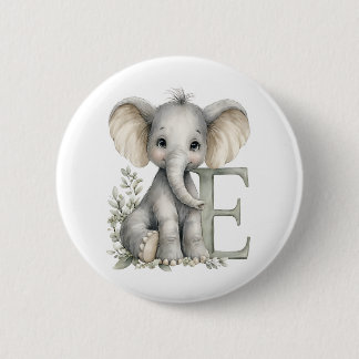 Badge Rond 5 Cm Alphabet mignon en aquarelle animal bébé Éléphant