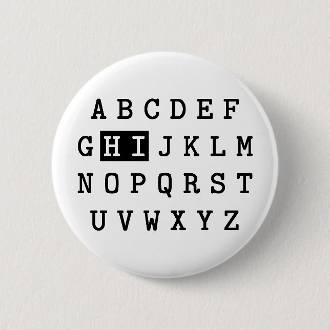 Badge Rond 5 Cm Alphabet salut (Devant)
